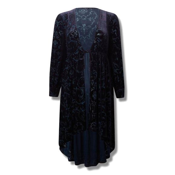 Torrid 5 (5X 28) Disney Haunted Mansion Velvet Maxi Hi Lo Open Kimono Blouse New - Picture 3 of 5